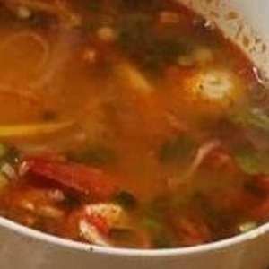 カボチャと豚肉のピリ辛スープ